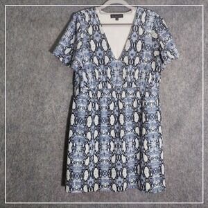 Slate & Willow Dress L Snake Crepe Short Sleeve Lined Edgy Glam Feminine